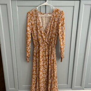 Mustard, Floral, long sleeve maxi dress